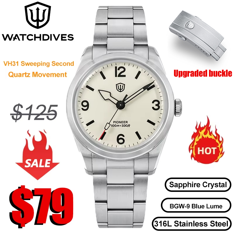 Guilloché Dial Watch - Watchdives WD1960S V2 Horloge VH31 Sweep