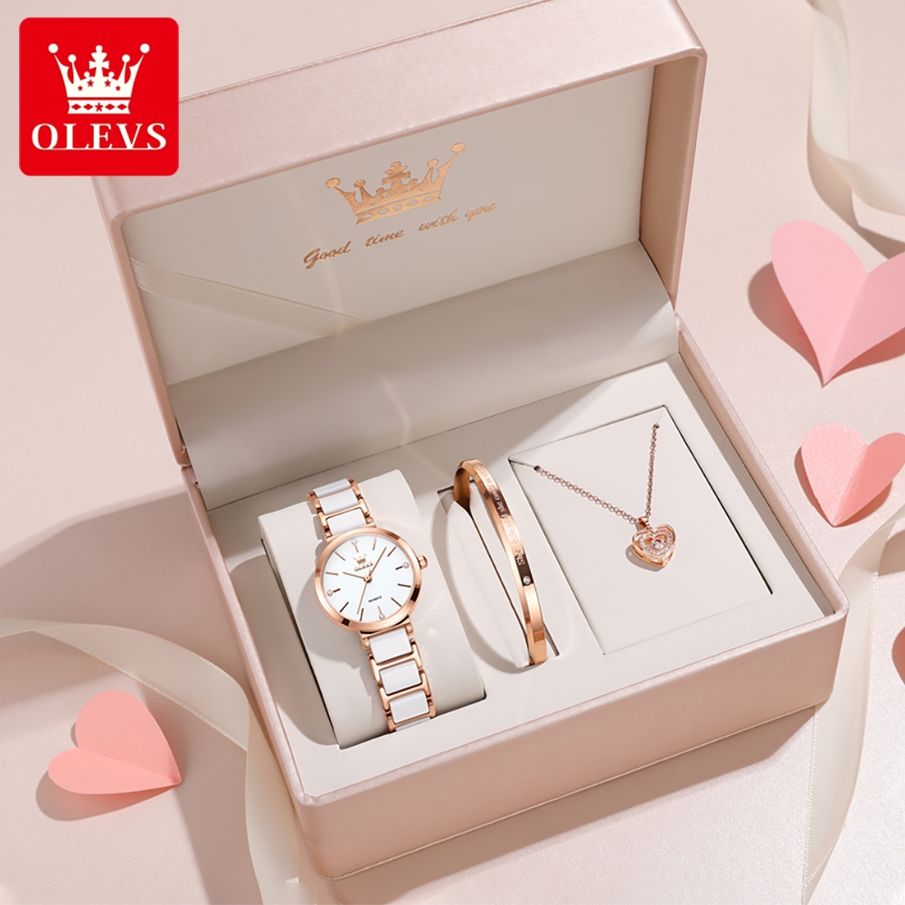 Luxury Watch Travel Case - OLEVS Dameshorloge 5877 Luxe Elegant Quartz