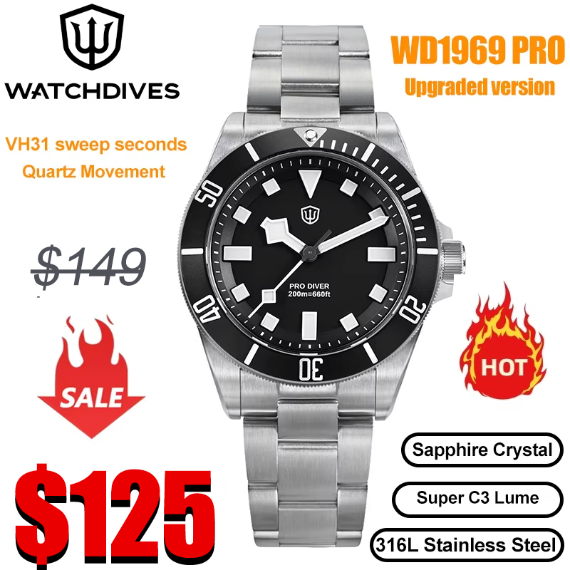 Guilloché Dial Watch - Watchdives WD1969 Pro 38 mm quartz