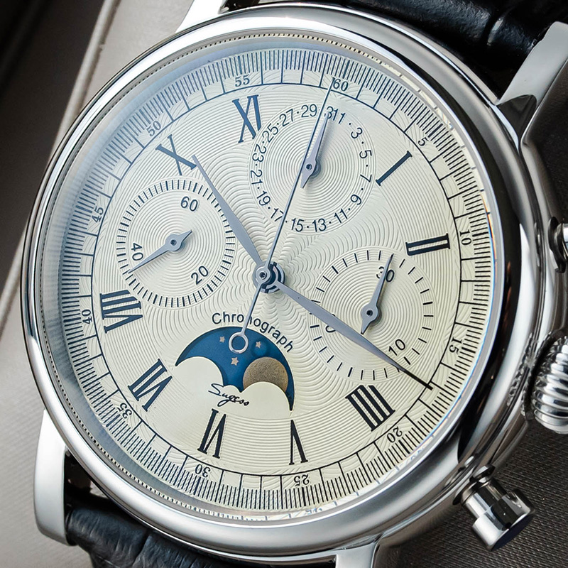 Sugess Mannen Horloge ST1908 S - Moonphase Complication Watch recensie en prijs